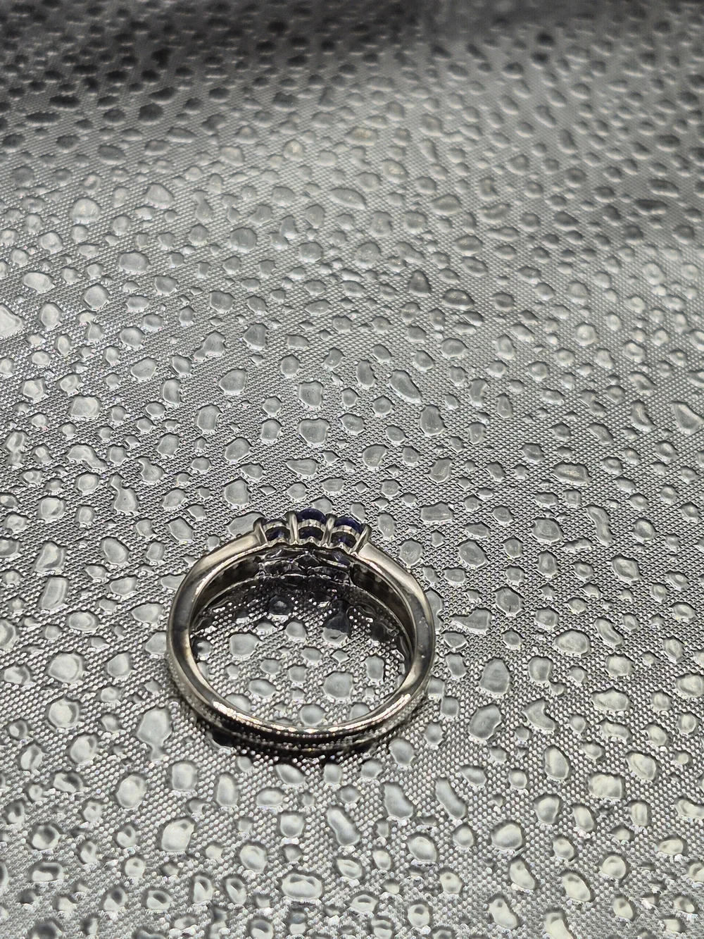 Genuine Three Stone Tanzanite Ring With White Zircon